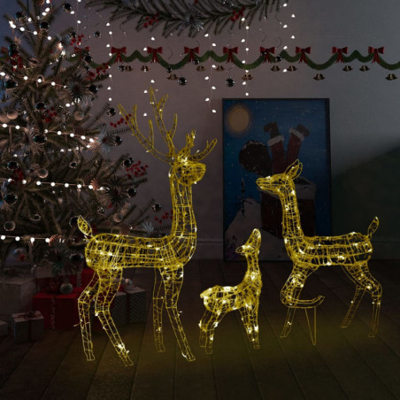 LED-Rentier-Familie Weihnachtsdeko Acryl 300 LEDs Warmweiß