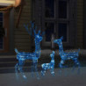 LED-Rentier-Familie Weihnachtsdeko Acryl 300 LEDs Blau