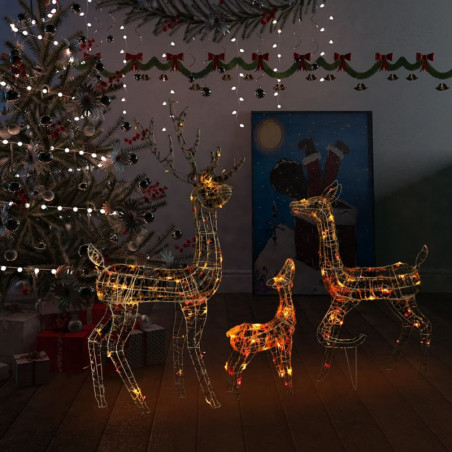 LED-Rentier-Familie Weihnachtsdeko Acryl 300 LEDs Mehrfarbig