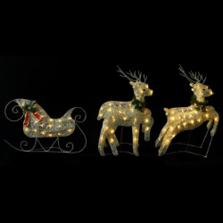 Rentiere & Schlitten Weihnachtsdekoration 100 LEDs Outdoor Golden