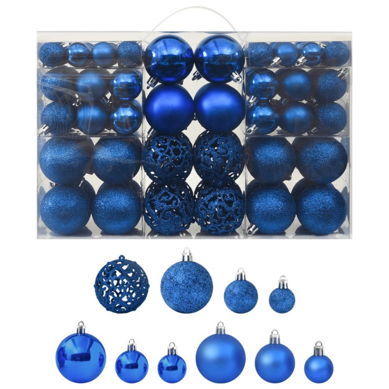 100-tlg. Weihnachtskugel-Set Blau