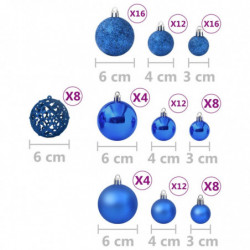 100-tlg. Weihnachtskugel-Set Blau