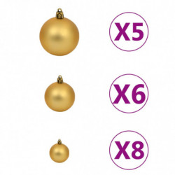 61-tlg. Weihnachtskugel-Set mit Spitze & 150 LEDs Golden Bronze