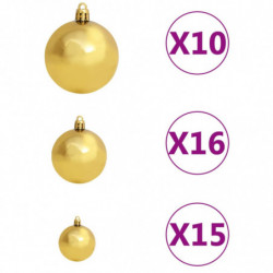 120-tlg. Weihnachtskugel-Set mit Spitze & 300 LED Golden Bronze