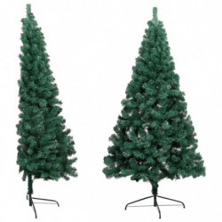 Künstlicher Halber Weihnachtsbaum mit LEDs Schmuck Grün 210 cm