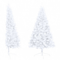 Künstlicher Halber Weihnachtsbaum mit LEDs & Kugeln Weiß 150cm