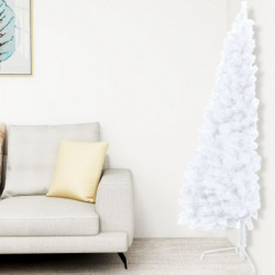 Künstlicher Halber Weihnachtsbaum mit LEDs & Kugeln Weiß 240cm