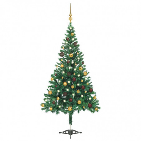 Künstlicher Weihnachtsbaum mit LEDs & Schmuck 210 cm 910 Zweige