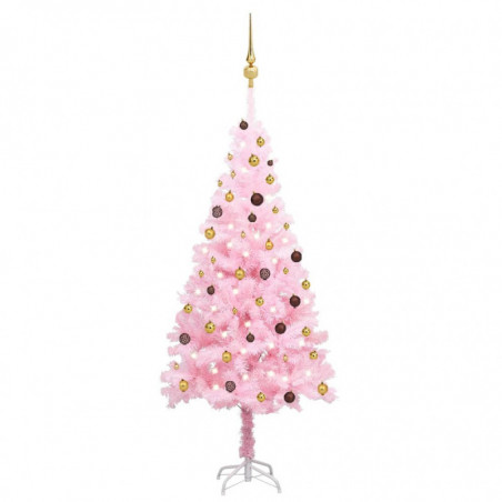 Künstlicher Weihnachtsbaum mit LEDs & Schmuck Rosa 210cm PVC