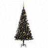 Künstlicher Weihnachtsbaum mit LEDs & Schmuck Schwarz 180cm PVC