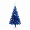 Künstlicher Weihnachtsbaum mit LEDs & Kugeln Blau 180 cm PVC