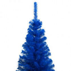 Künstlicher Weihnachtsbaum mit LEDs & Kugeln Blau 180 cm PVC