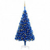 Künstlicher Weihnachtsbaum mit LEDs & Kugeln Blau 210 cm PVC