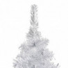 Künstlicher Weihnachtsbaum mit LEDs & Kugeln Silbern 180cm PET