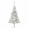 Künstlicher Weihnachtsbaum mit LEDs & Kugeln Silbern 240cm PET