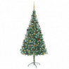 Künstlicher Weihnachtsbaum mit LEDs Kugeln & Zapfen 210 cm