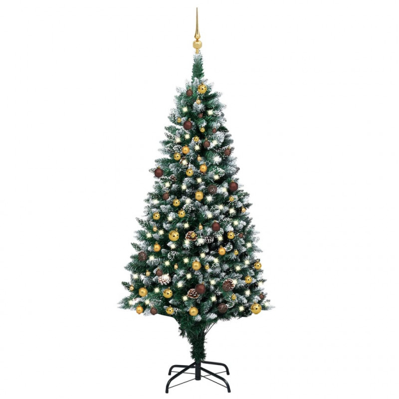 Künstlicher Weihnachtsbaum mit LEDs Kugeln & Zapfen 210 cm