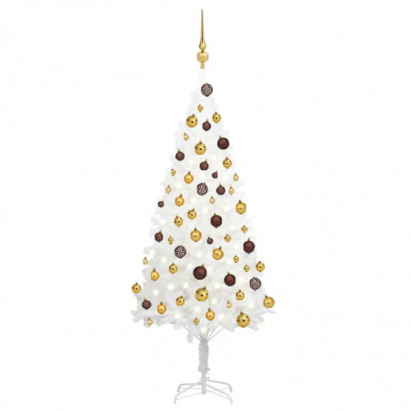 Künstlicher Weihnachtsbaum mit LEDs & Kugeln Weiß 120 cm