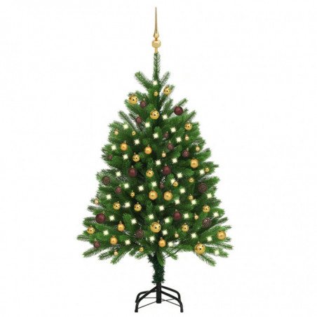 Künstlicher Weihnachtsbaum mit LEDs & Kugeln 120 cm Grün