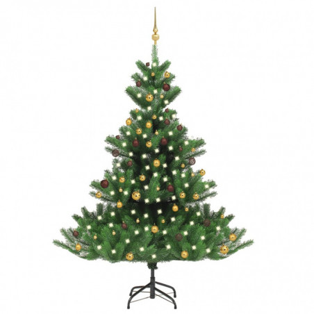 Künstlicher Weihnachtsbaum Nordmann LED & Kugeln Grün 210 cm