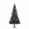 Künstlicher Weihnachtsbaum mit LEDs & Kugeln Schwarz 240cm PVC