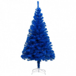 Künstlicher Weihnachtsbaum mit LEDs & Kugeln Blau 120 cm PVC