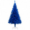 Künstlicher Weihnachtsbaum mit LEDs & Kugeln Blau 180 cm PVC