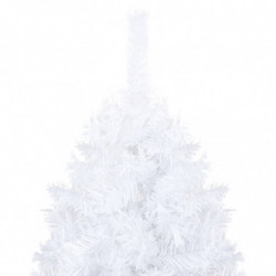 Künstlicher Weihnachtsbaum mit LEDs & Kugeln Weiß 150 cm PVC