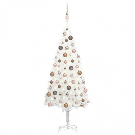 Künstlicher Weihnachtsbaum mit LEDs & Kugeln Weiß 180 cm