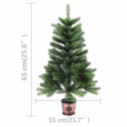 Künstlicher Weihnachtsbaum mit LEDs & Kugeln 65 cm Grün