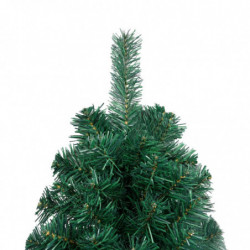 Künstlicher Halber Weihnachtsbaum mit LEDs & Kugeln Grün 120 cm
