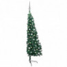 Künstlicher Halber Weihnachtsbaum mit LEDs & Kugeln Grün 210 cm