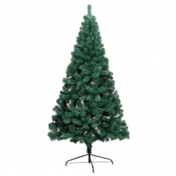 Künstlicher Halber Weihnachtsbaum mit LEDs & Kugeln Grün 240 cm