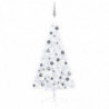 Künstlicher Halber Weihnachtsbaum mit LEDs & Kugeln Weiß 120 cm