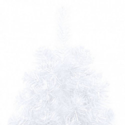 Künstlicher Halber Weihnachtsbaum mit LEDs & Kugeln Weiß 210 cm