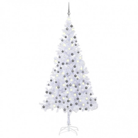 Künstlicher Weihnachtsbaum mit LEDs & Kugeln 210 cm 910 Zweige