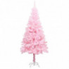 Künstlicher Weihnachtsbaum mit LEDs & Kugeln Rosa 150 cm PVC