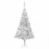 Künstlicher Weihnachtsbaum mit LEDs & Kugeln Silbern 210cm PET