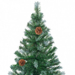 Weihnachtsbaum Gefrostet mit LEDs Kugeln Zapfen Set 150 cm