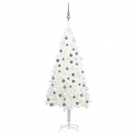 Künstlicher Weihnachtsbaum mit LEDs & Kugeln Weiß 120 cm