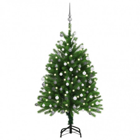 Künstlicher Weihnachtsbaum mit LEDs & Kugeln 120 cm Grün
