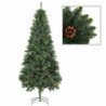 Künstlicher Weihnachtsbaum mit LEDs, Kugeln & Zapfen 210 cm