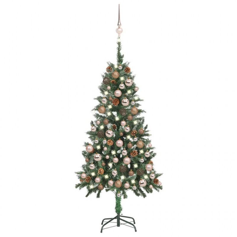 Künstlicher Weihnachtsbaum mit LEDs, Kugeln & Zapfen 150 cm