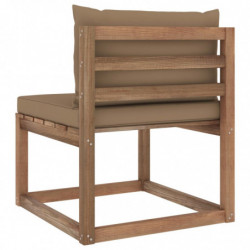 Garten-Paletten-Mittelsofa mit Kissen Taupe