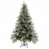 Weihnachtsbaum mit Zapfen Grün und Weiß 120 cm PVC & PE