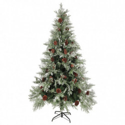 Weihnachtsbaum mit Zapfen Grün und Weiß 195 cm PVC & PE