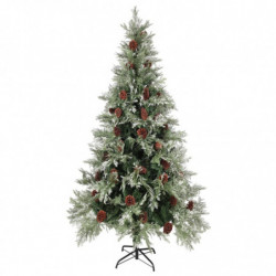 Weihnachtsbaum mit Zapfen Grün und Weiß 225 cm PVC & PE