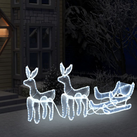 Weihnachtsbeleuchtung 2 Rentiere und Schlitten Mesh 648 LEDs