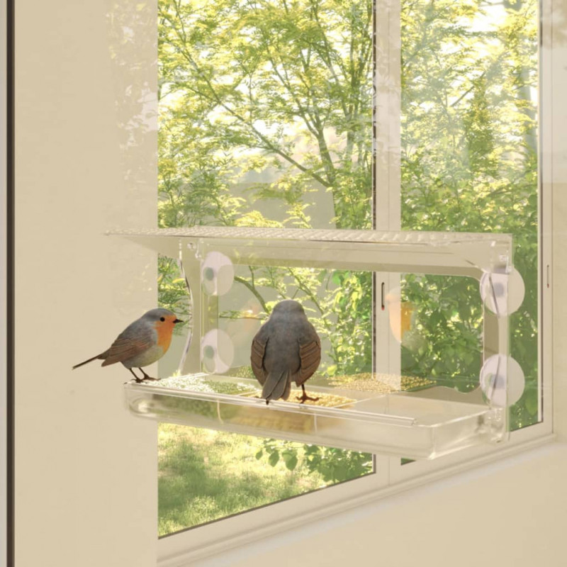 Fenster-Futterstellen für Vögel 2 Stk. Acryl 30x12x15 cm
