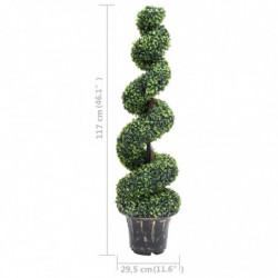 Künstlicher Buchsbaum mit Topf Spiralform Grün 117 cm